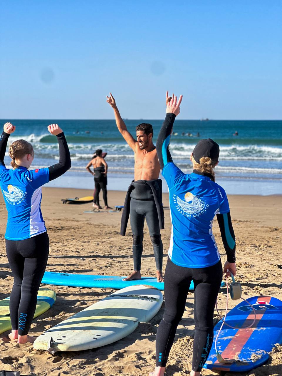 Surf lesson on the beach near Aourir and Taghazout