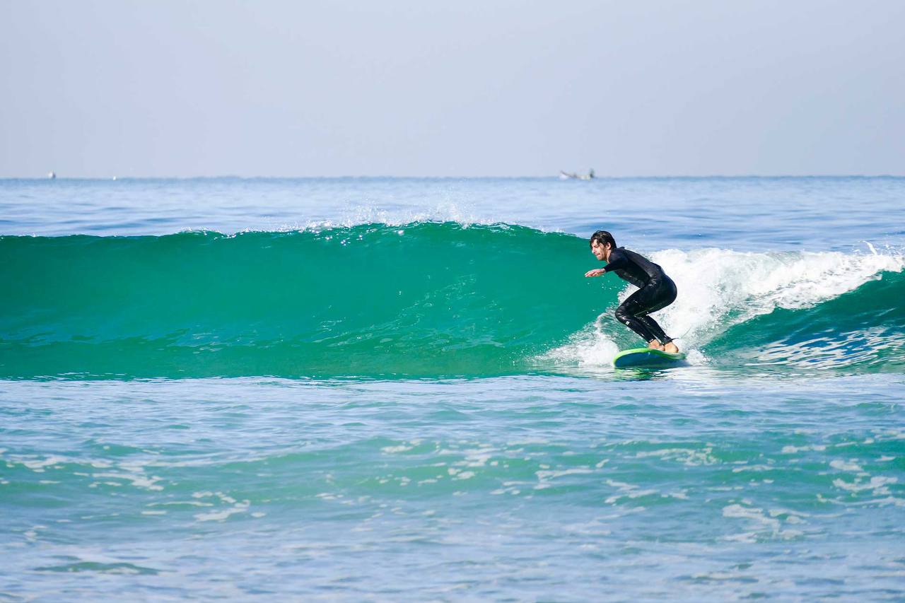 Surf lesson setup at the beach near Taghazout
